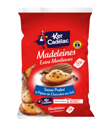 Madeleines Extra-moelleuses Saveur Praliné et Pépites de chocolat au lait