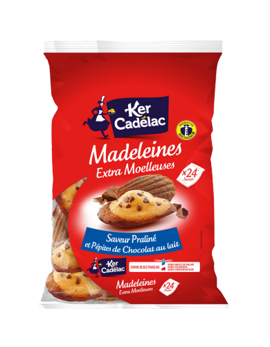 Madeleines Extra Moelleuses Saveur Praliné et Pépites de chocolat au lait | Ker Cadélac