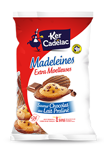 MADELEINES EXTRA MOELLEUSES CHOCOLAT AU LAIT PRALINÉ