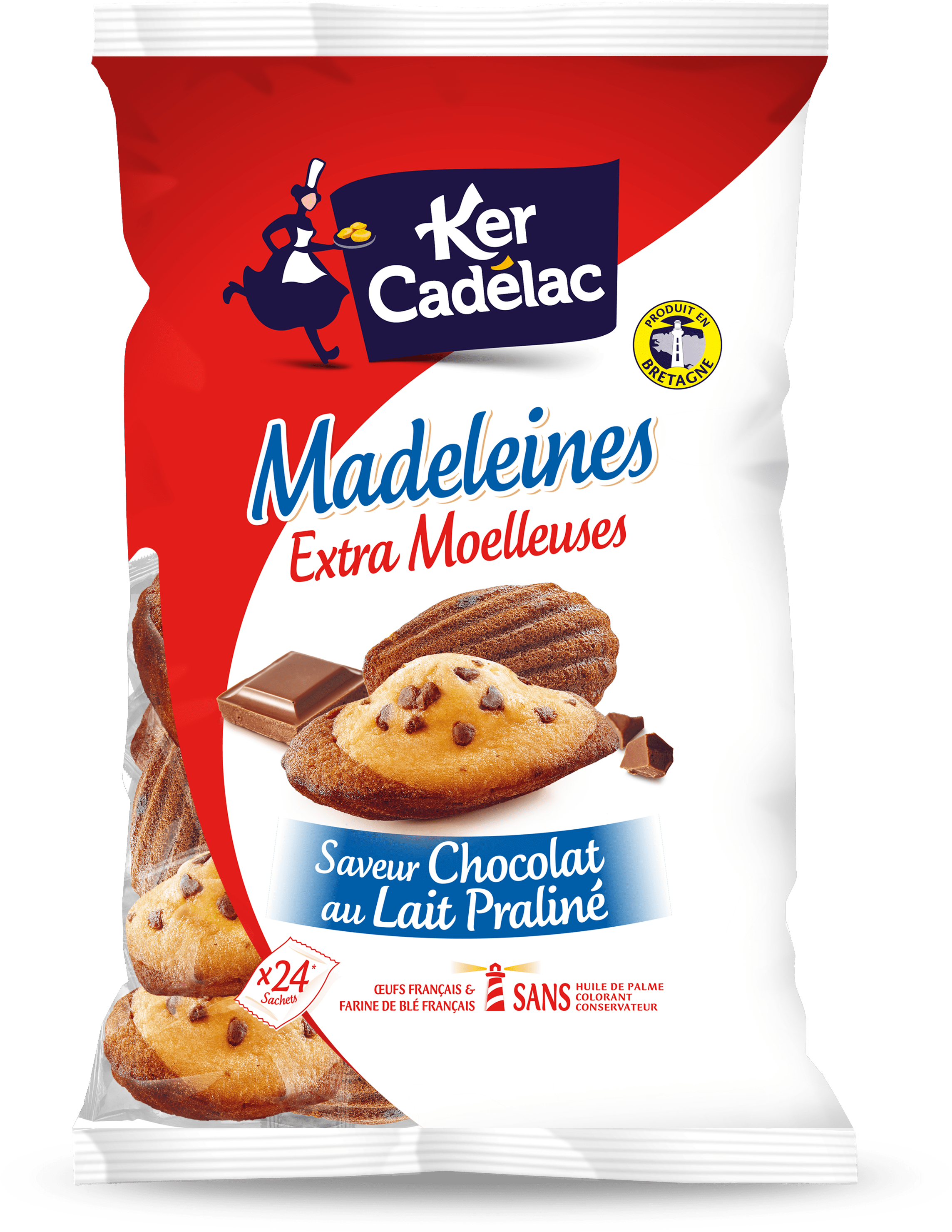Madeleines Extra Moelleuses Chocolat au lait praliné | Ker Cadélac