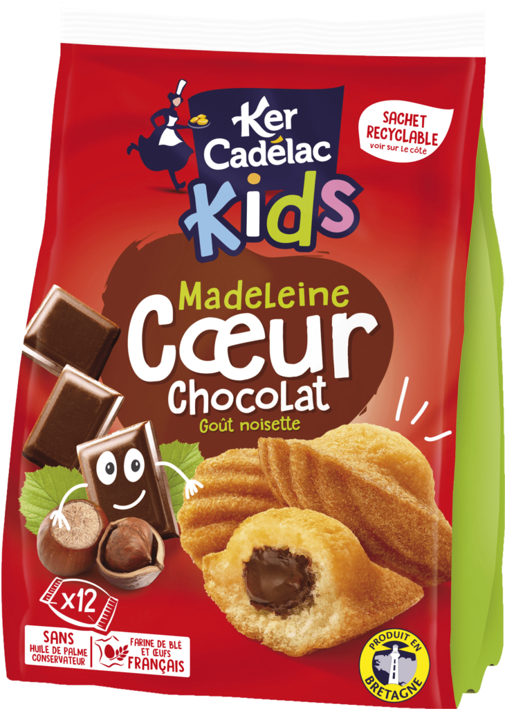 Madeleine Cœur chocolat goût noisette | Ker Cadélac