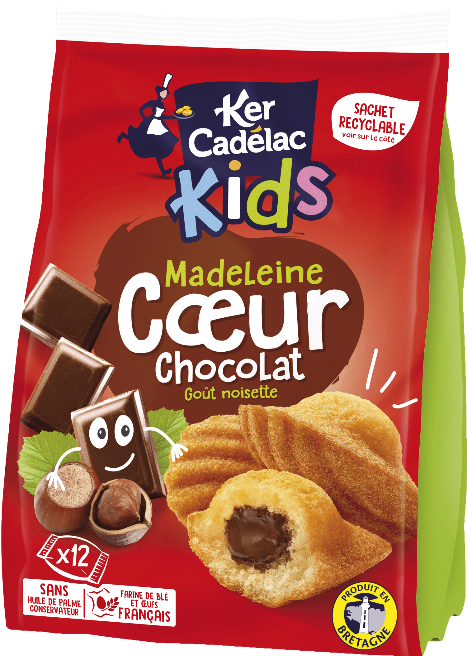 Madeleine Cœur chocolat goût noisette | Ker Cadélac