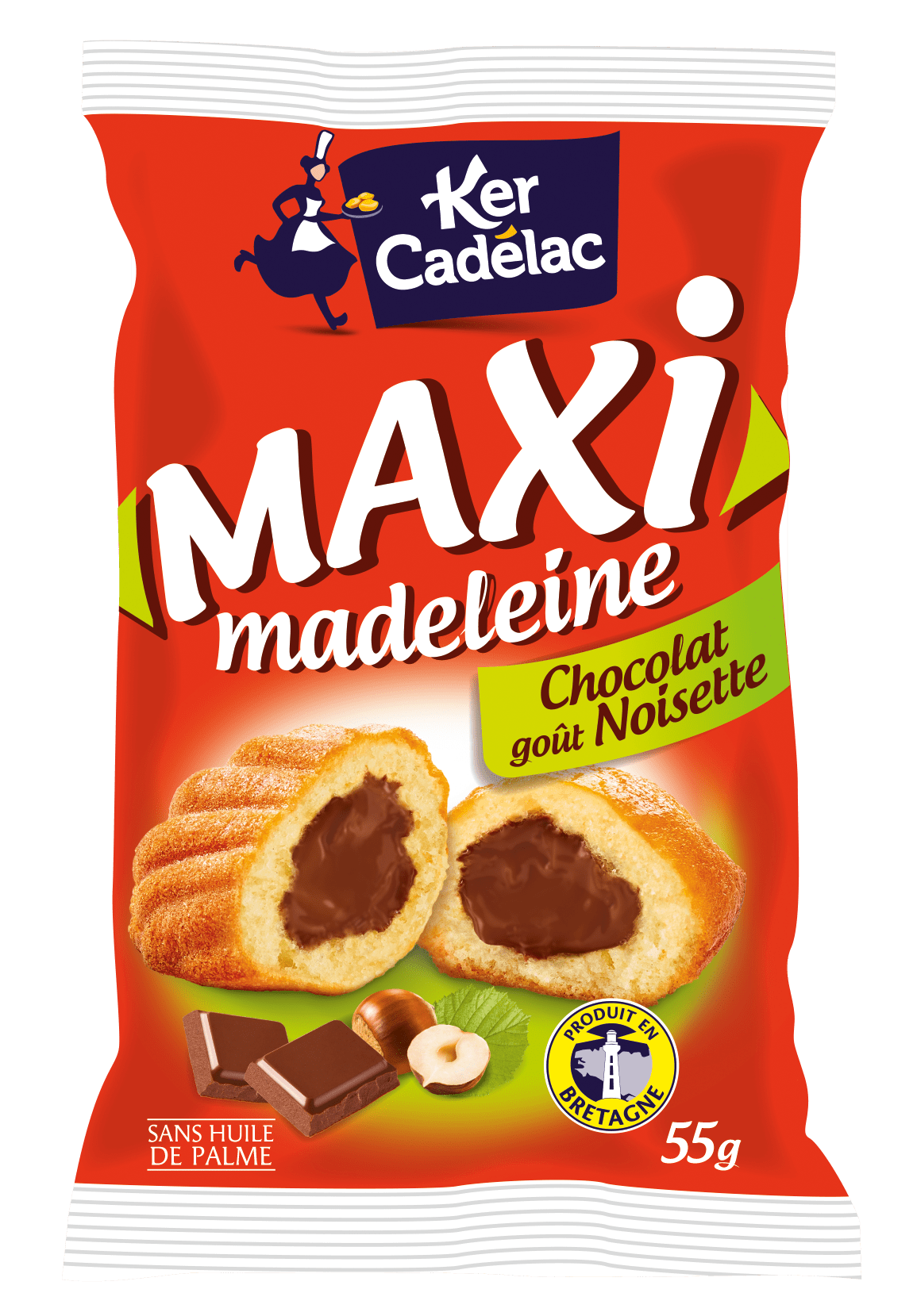 Maxi Madeleine Cœur Chocolat goût noisette | Ker Cadélac